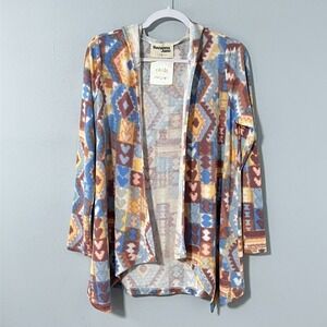 Savanna Jane Lightweight Cardigan Women Small Hooded Open Front Southwestern